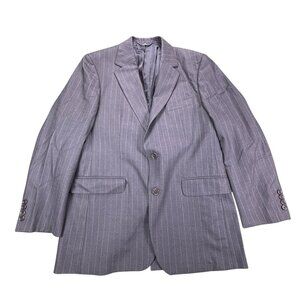 Brooks Brothers 346 Stretch Blazer Mens 40R Gray White Striped Wool Blend